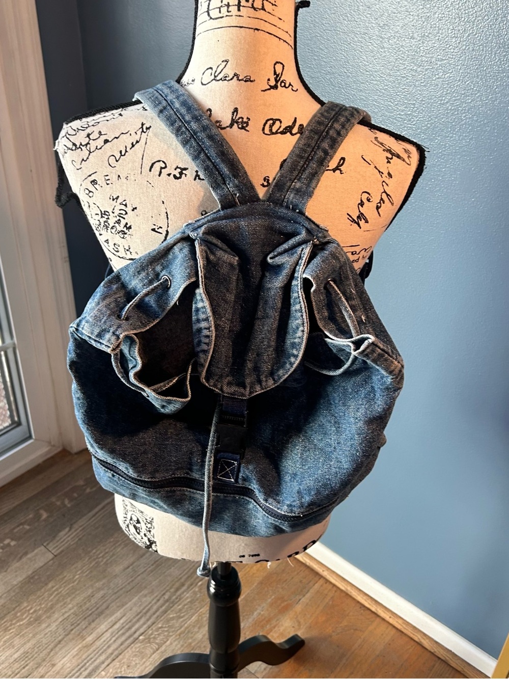 Jordache Denim Drawstring Backpack - Picture 2 of 14